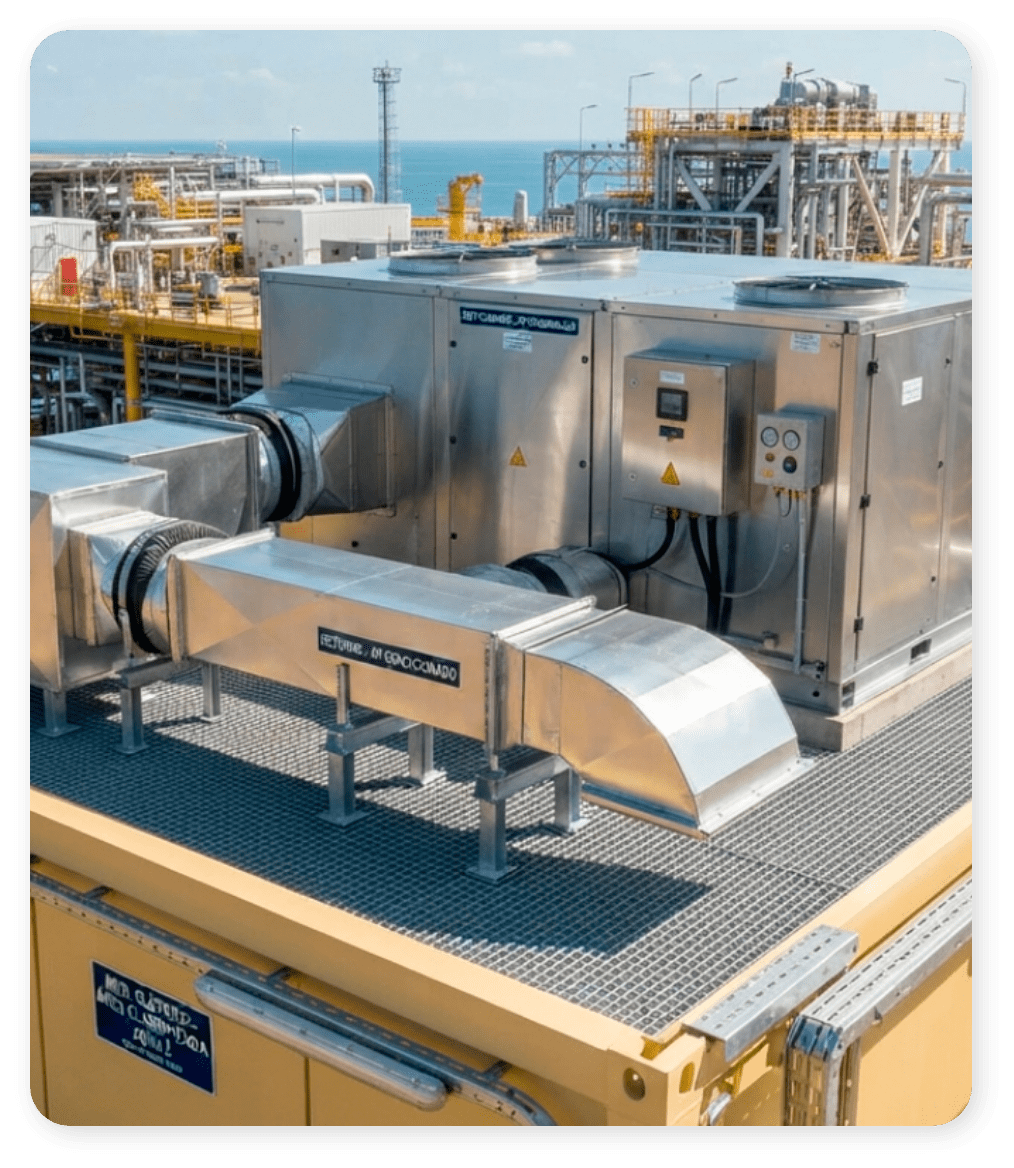 Sistema HVAC instalado em plataforma